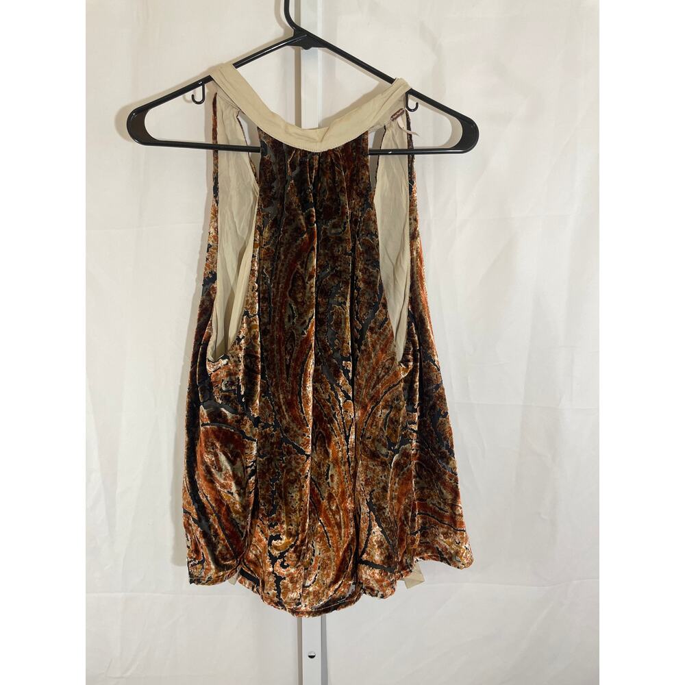Free People Multicolor Velvet Paisley Halter Tank